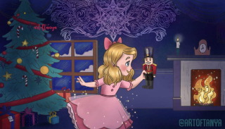 The iconic scene when Clara meets the nutcracker for the first time.